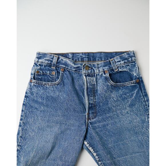 Vintage 90s Levi’s 701 Student Jeans W31 L34 Blue Denim USA Made Distressed wear - Picture 6 of 13